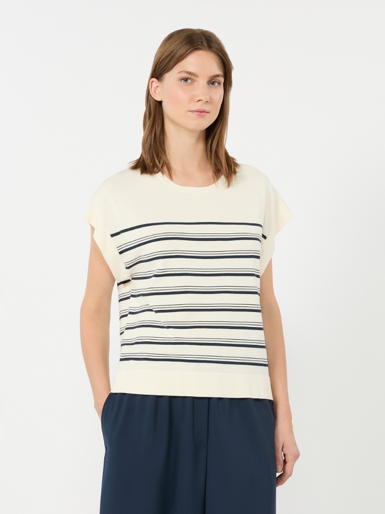 Short-sleeved viscose sweater - ECRU - 2