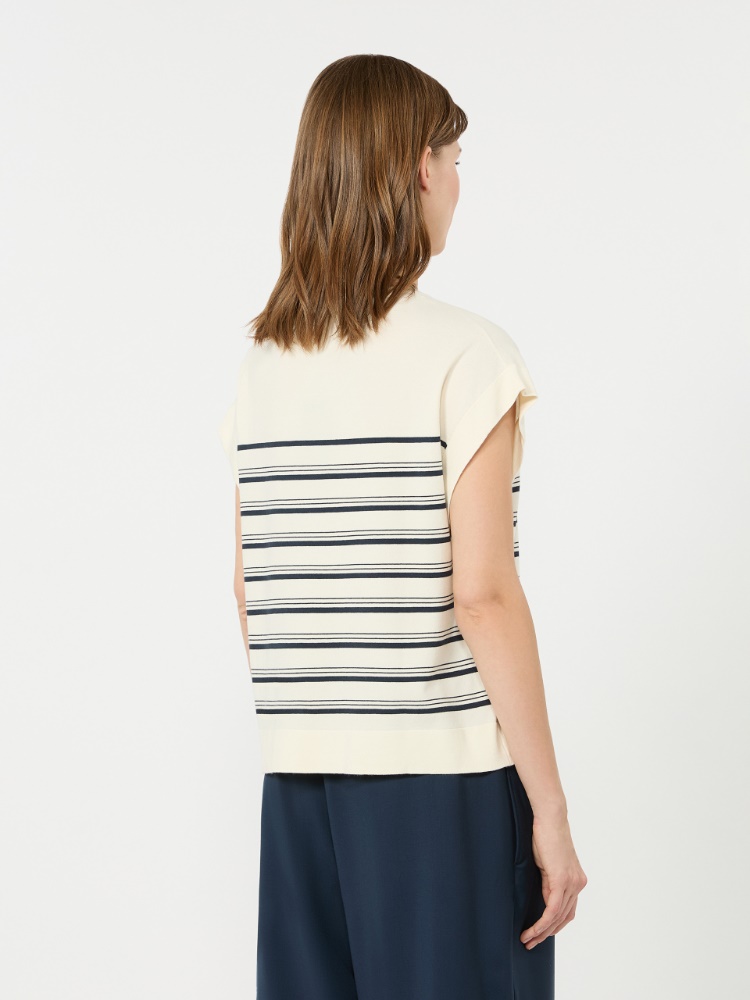 Short-sleeved viscose sweater - ECRU - 3