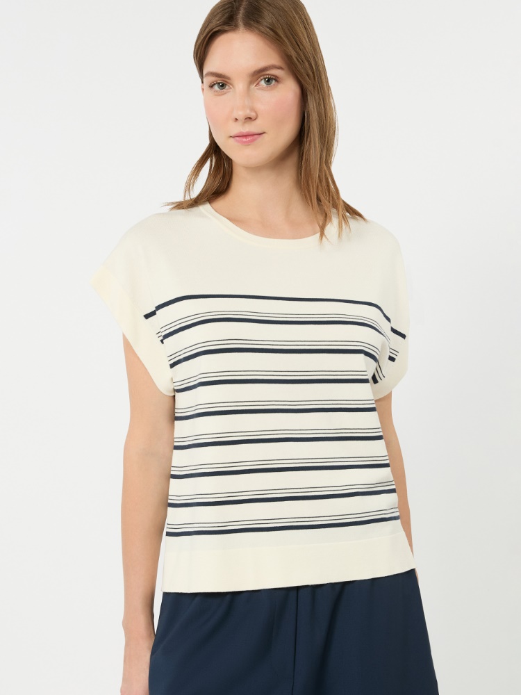 Short-sleeved viscose sweater - ECRU - 4