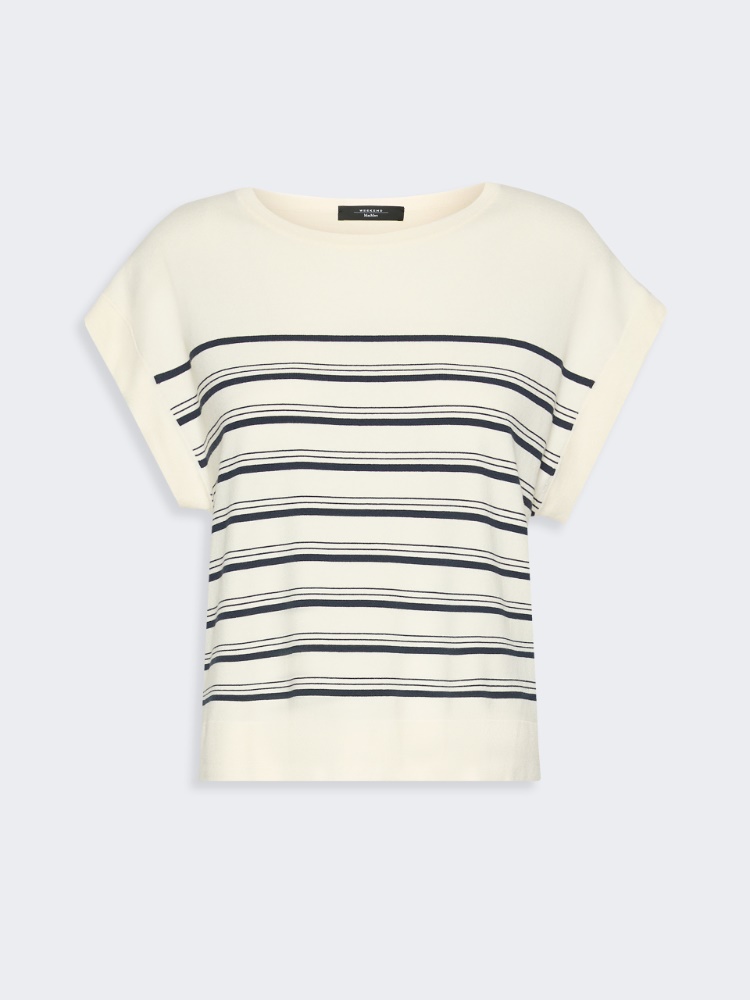 Short-sleeved viscose sweater - ECRU - 5