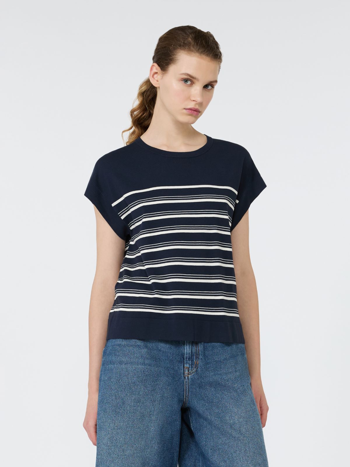Short-sleeved viscose sweater - NAVY - Max Mara - 2