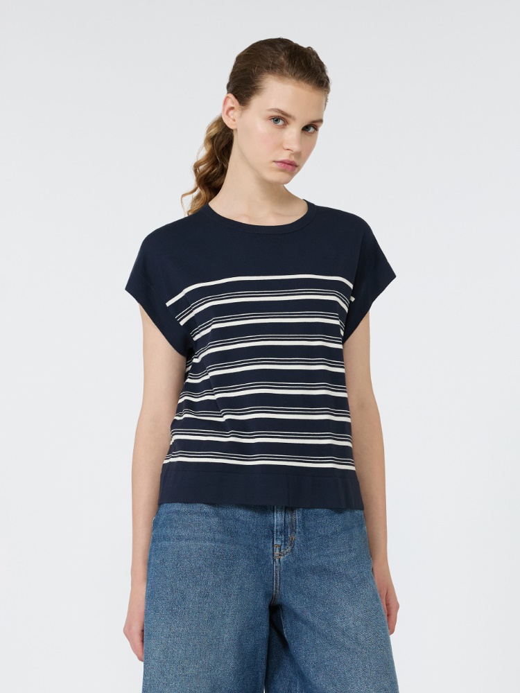Short-sleeved viscose sweater - NAVY - Max Mara - 2