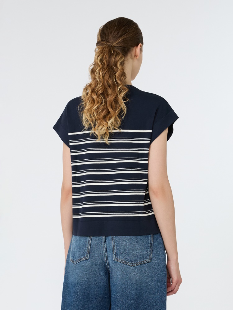 Short-sleeved viscose sweater - NAVY - Max Mara - 3