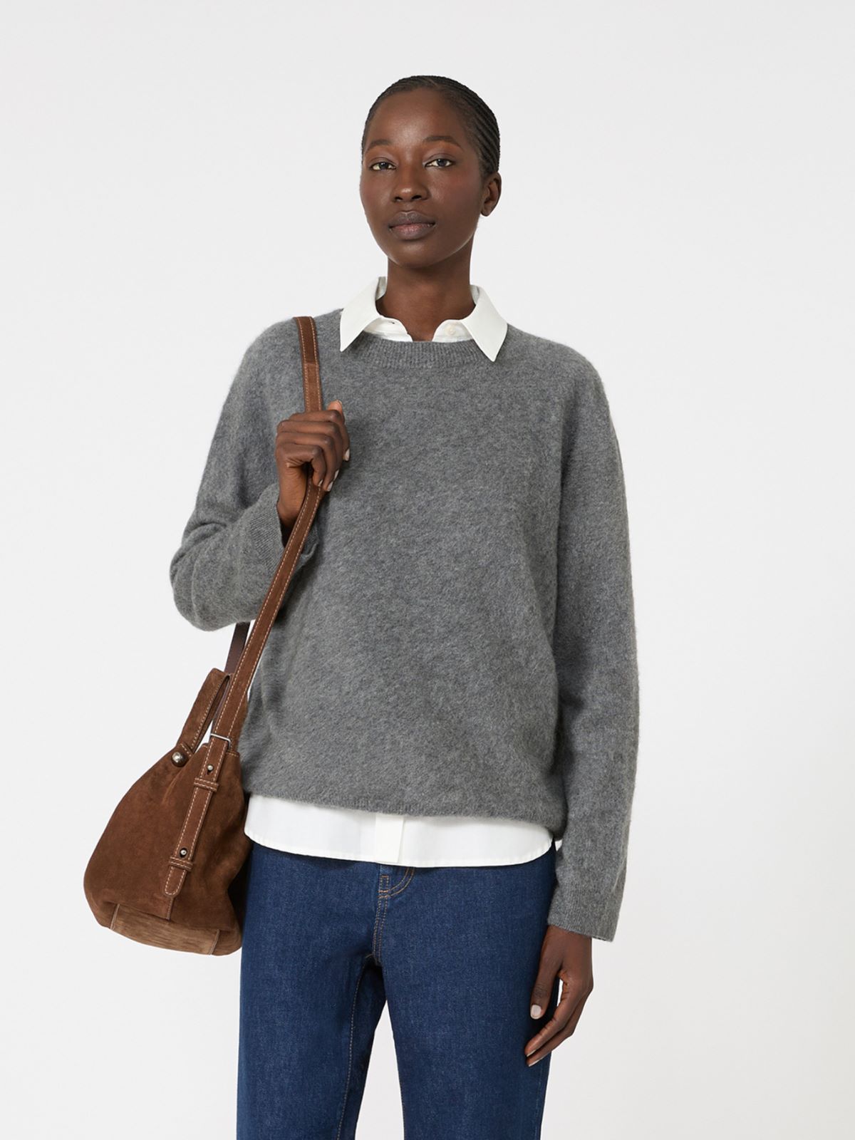 Wool and cashmere crewneck sweater - DARK GREY - Max Mara - 4