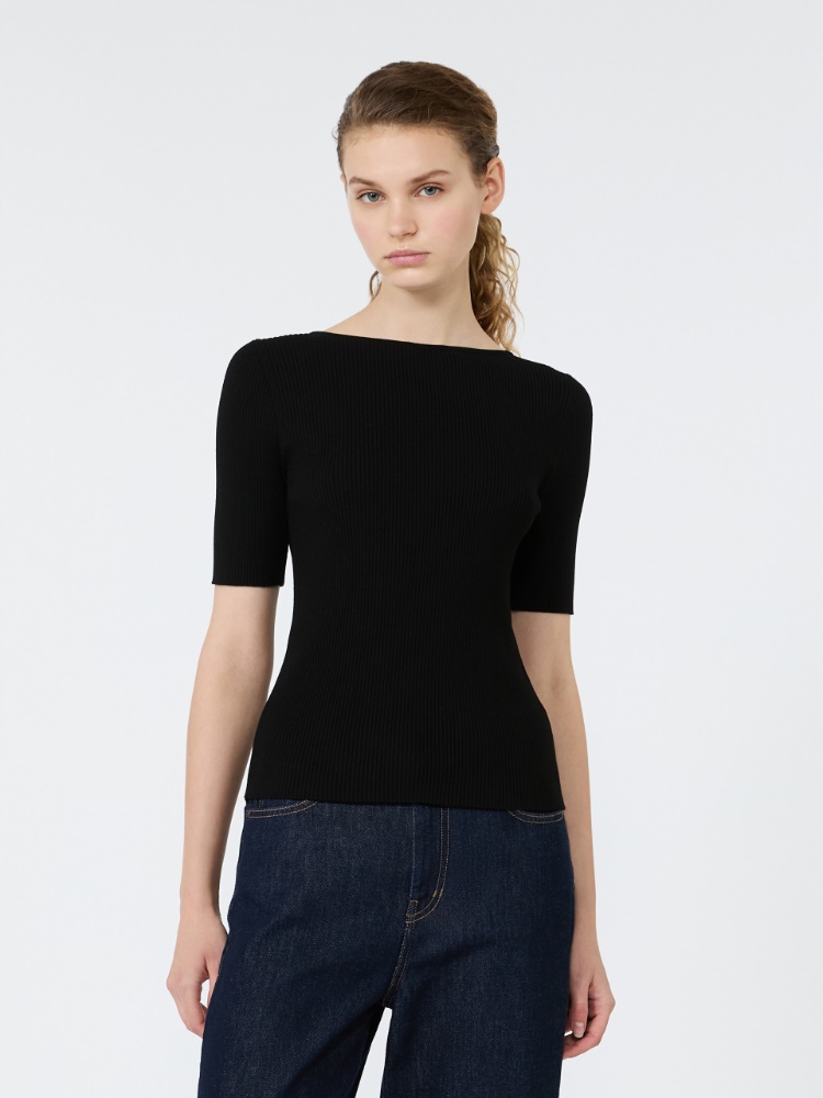 Maglia aderente in viscosa stretch - NERO - 2