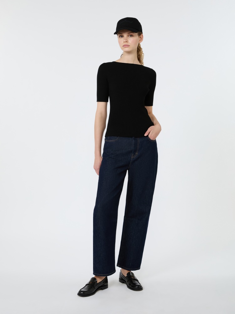 Maglia aderente in viscosa stretch - NERO - 1