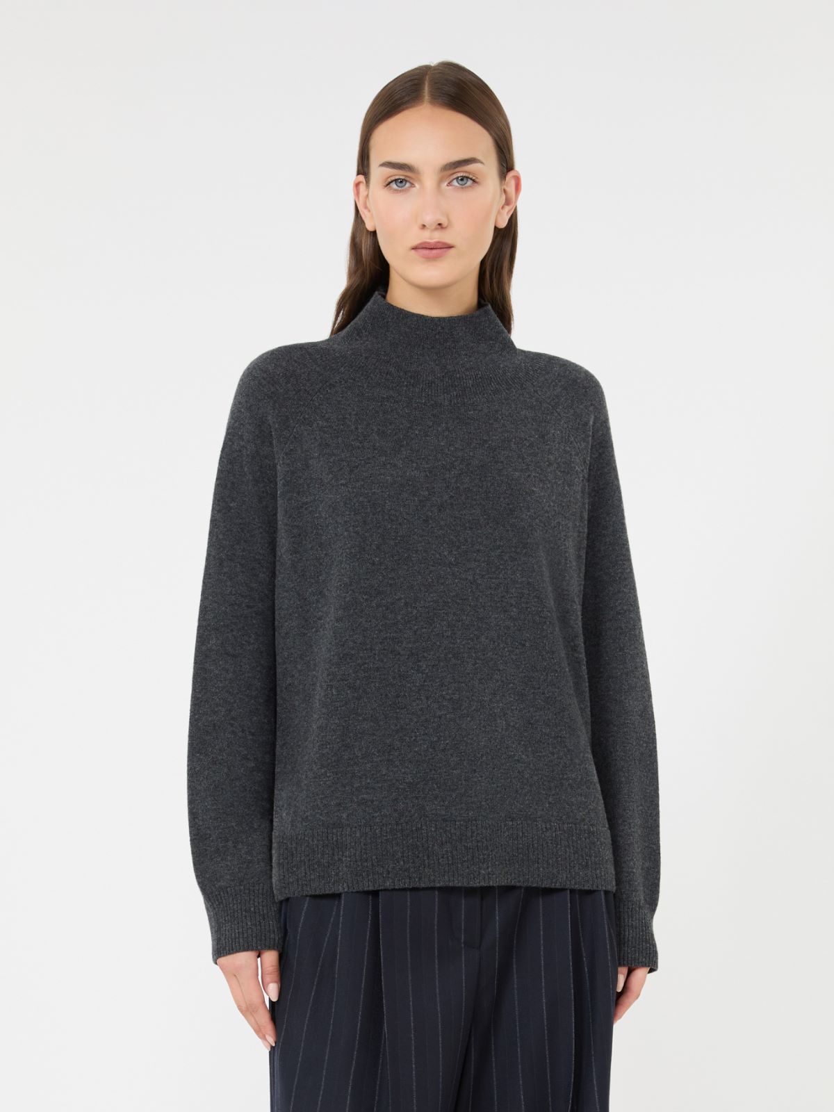 Carded wool and cashmere yarn sweater - DARK GREY - Max Mara - 2
