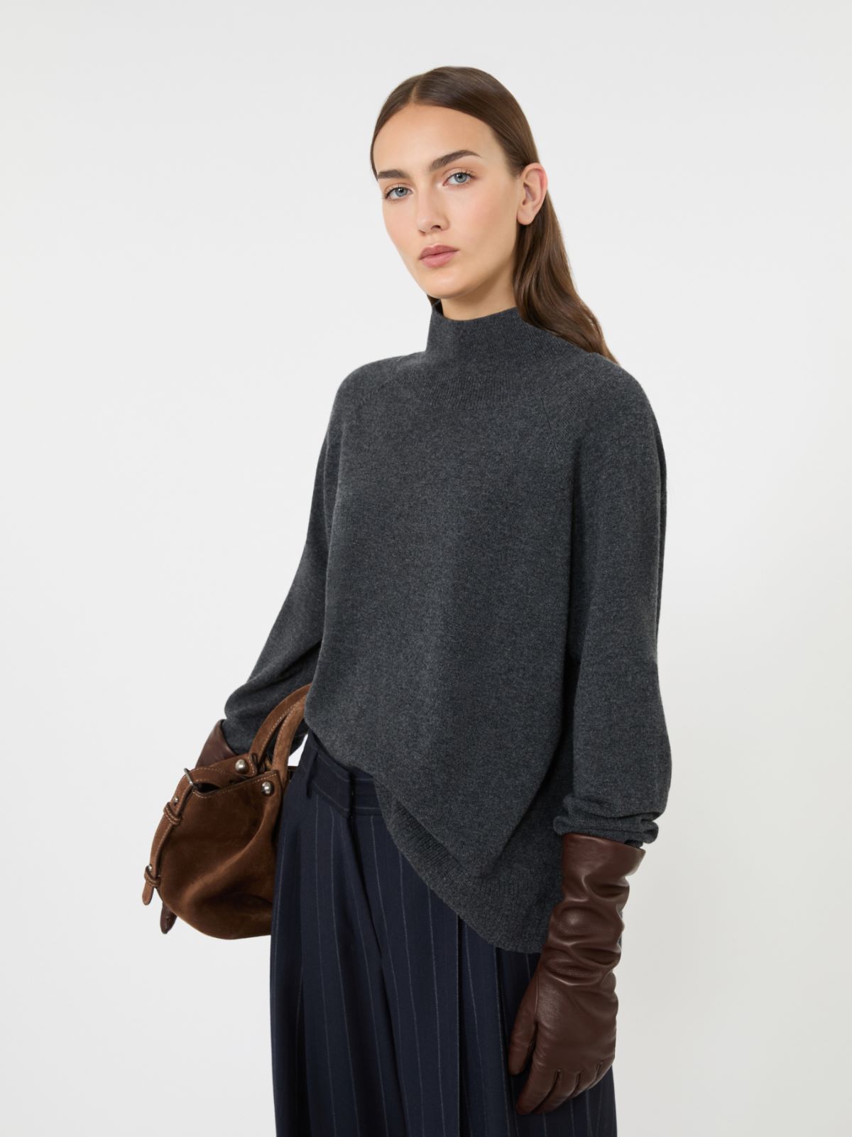 Carded wool and cashmere yarn sweater - DARK GREY - Max Mara - 4