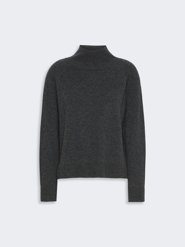 Carded wool and cashmere yarn sweater - DARK GREY