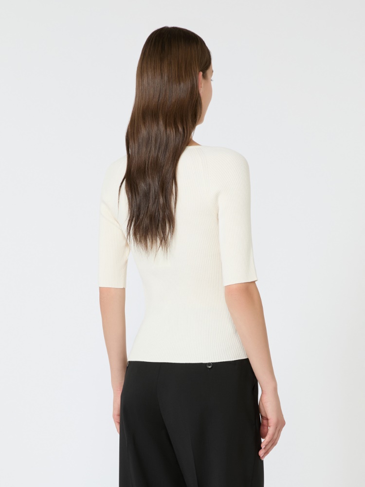 Pullover aus Viskosestretch im Rippenmuster - ECRU - 3