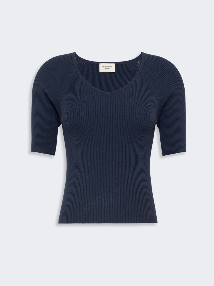 Rib-knit stretch viscose sweater