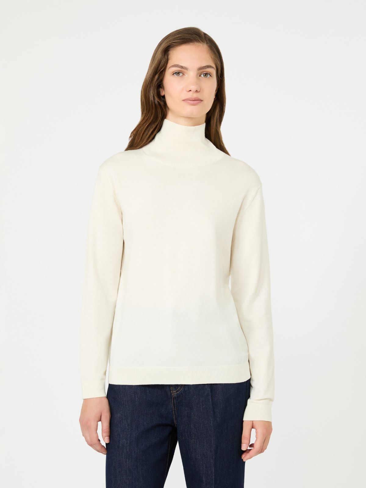 Wool and silk knit turtleneck - IVORY - Max Mara - 2