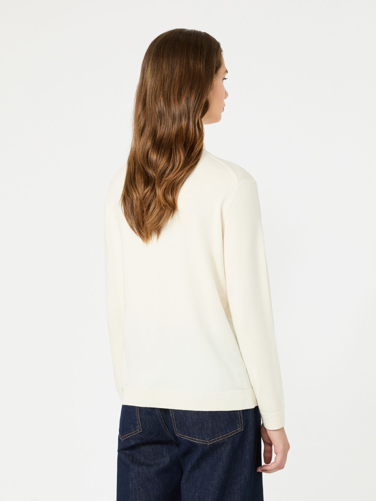 Wool and silk knit turtleneck - IVORY - Max Mara - 3