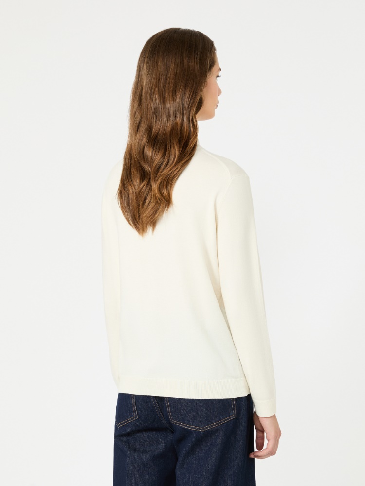 Wool and silk knit turtleneck - IVORY - Max Mara - 3