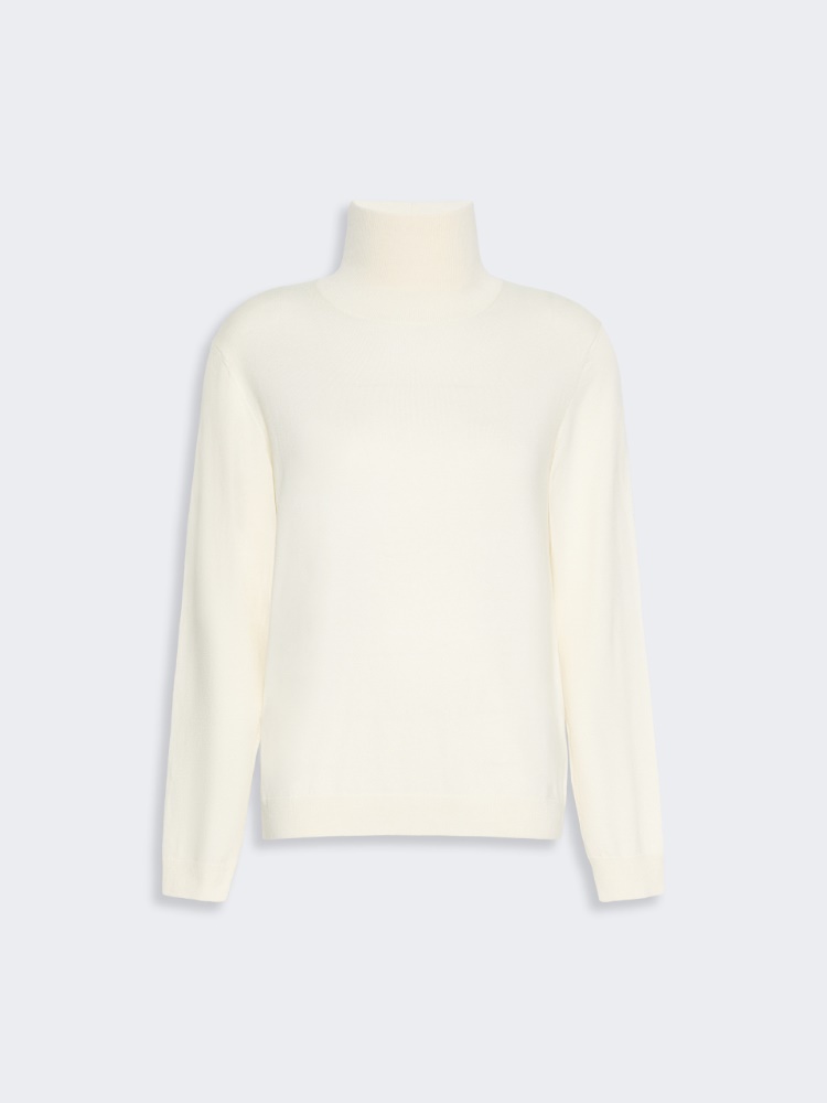 Wool and silk knit turtleneck - IVORY - Max Mara - 5