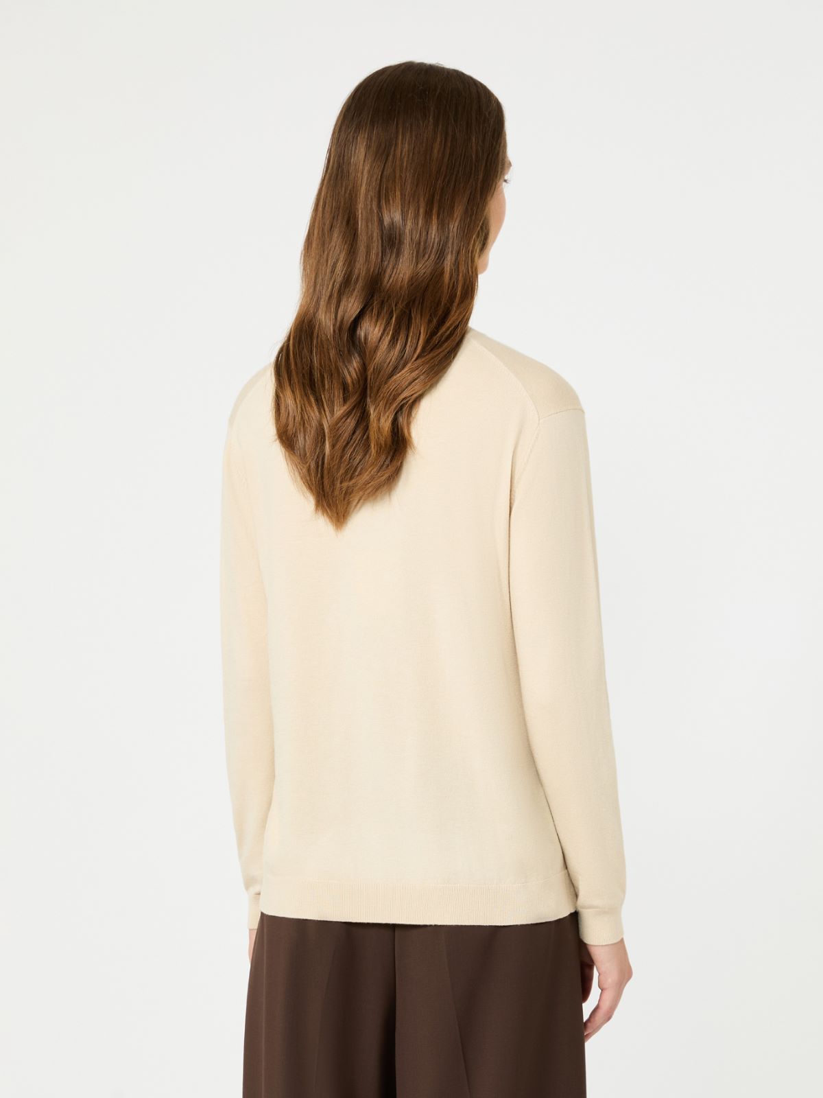 Wool and silk knit turtleneck - SAND - Max Mara - 3