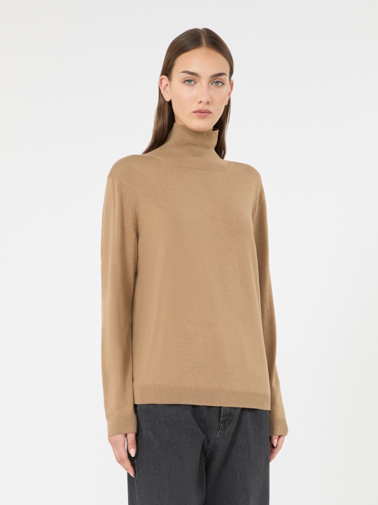 Wool and silk knit turtleneck - CAMEL - Max Mara - 2