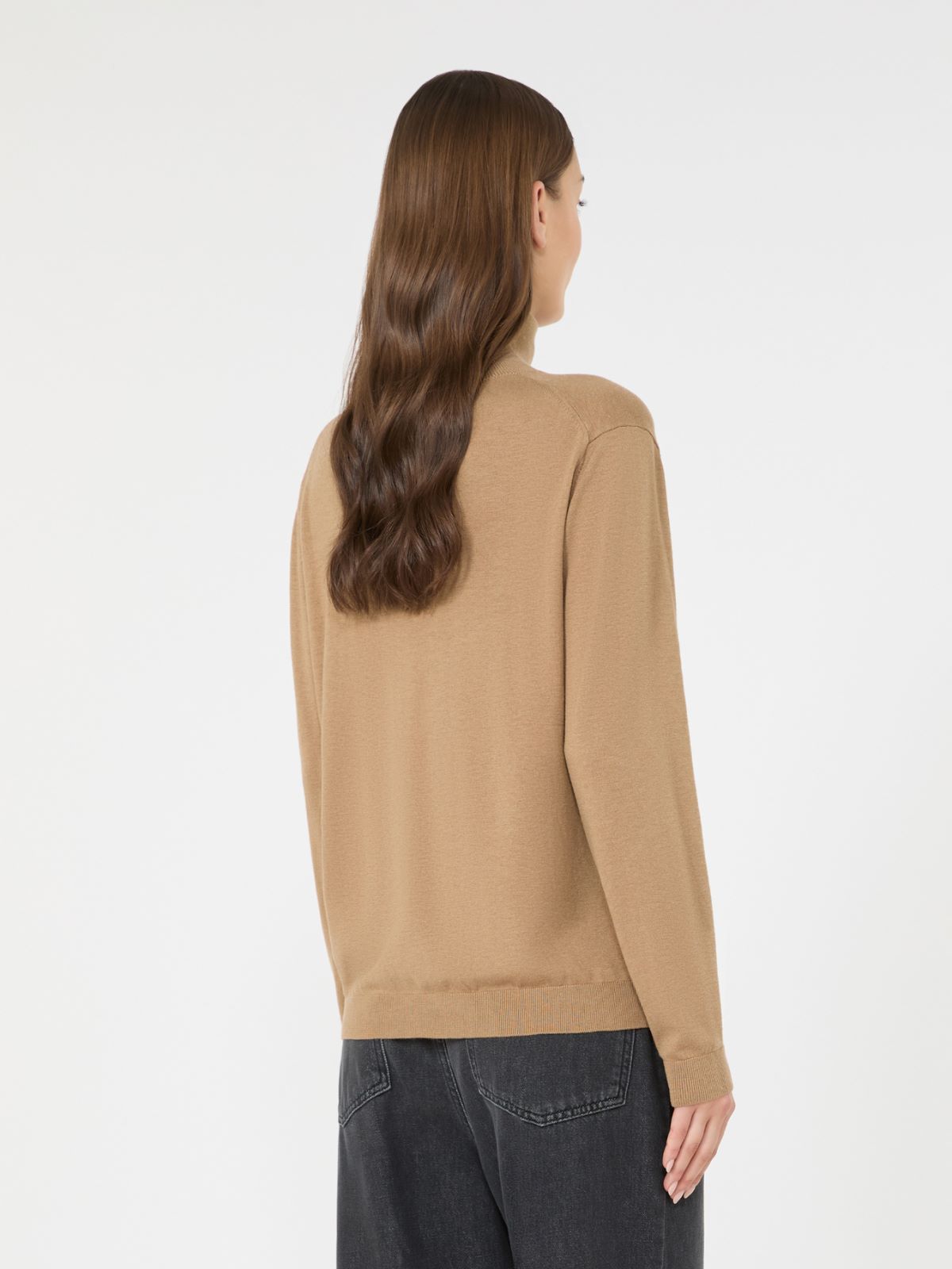 Wool and silk knit turtleneck - CAMEL - Max Mara - 3