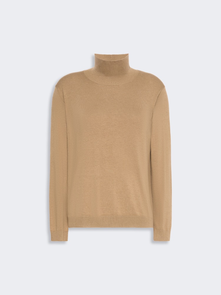 Wool and silk knit turtleneck - CAMEL - Max Mara - 5