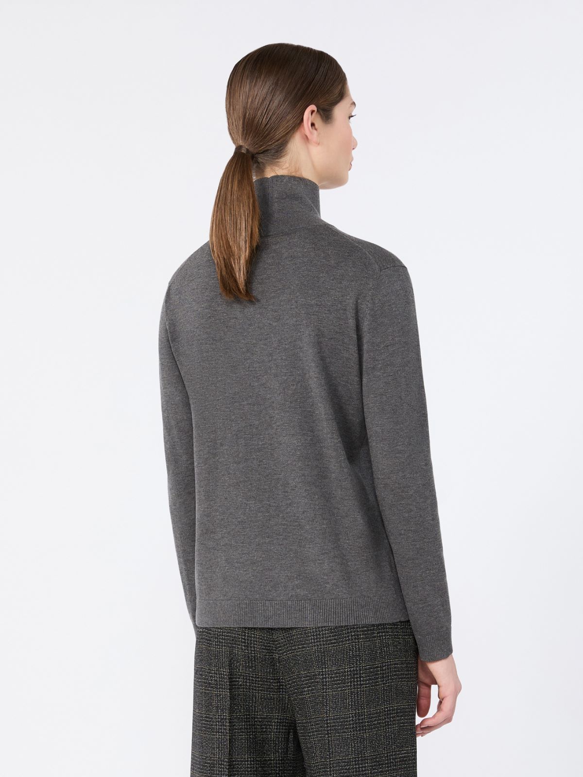 Wool and silk knit turtleneck - DARK GREY - Max Mara - 3
