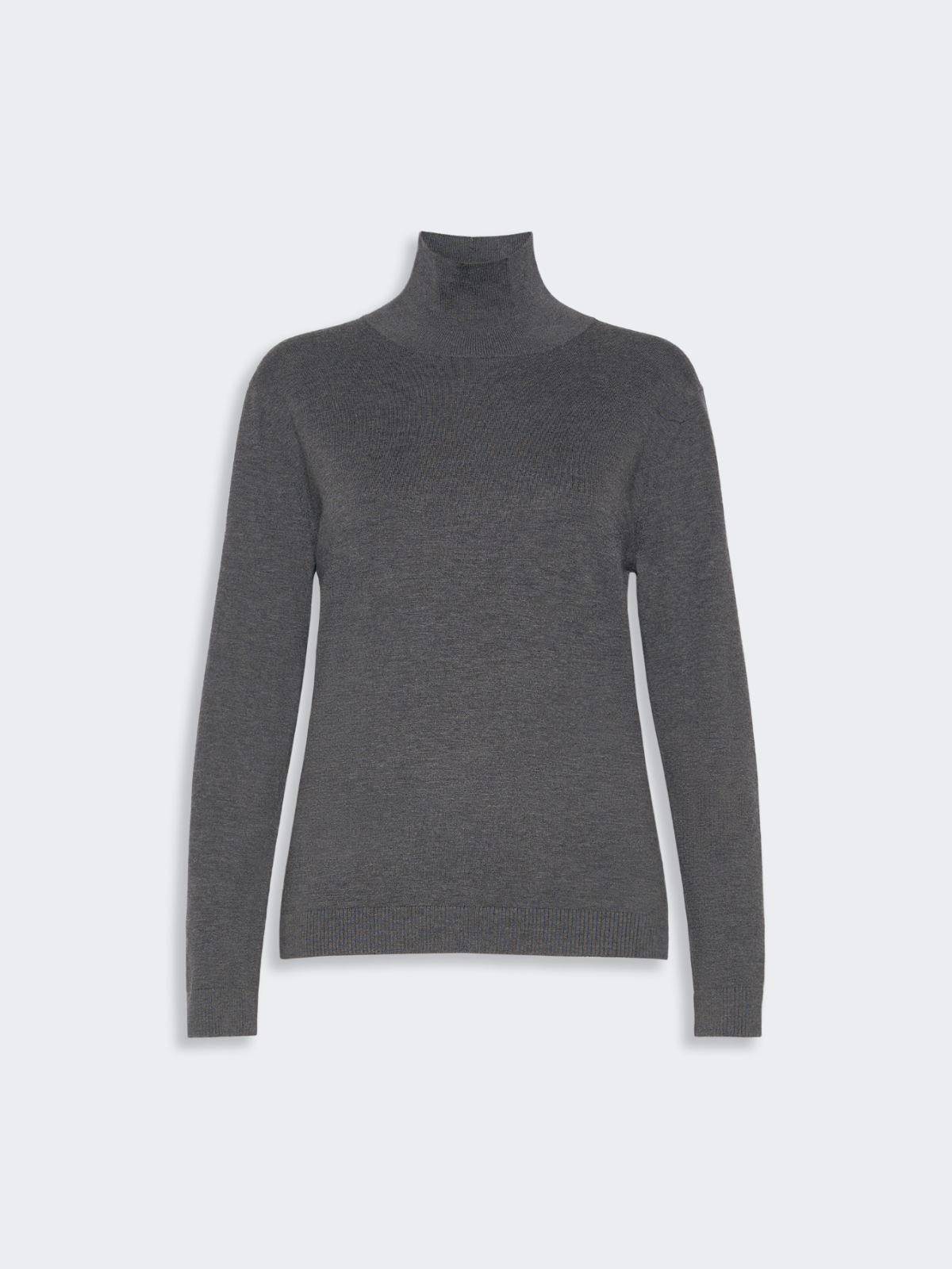 Wool and silk knit turtleneck - DARK GREY - Max Mara - 5