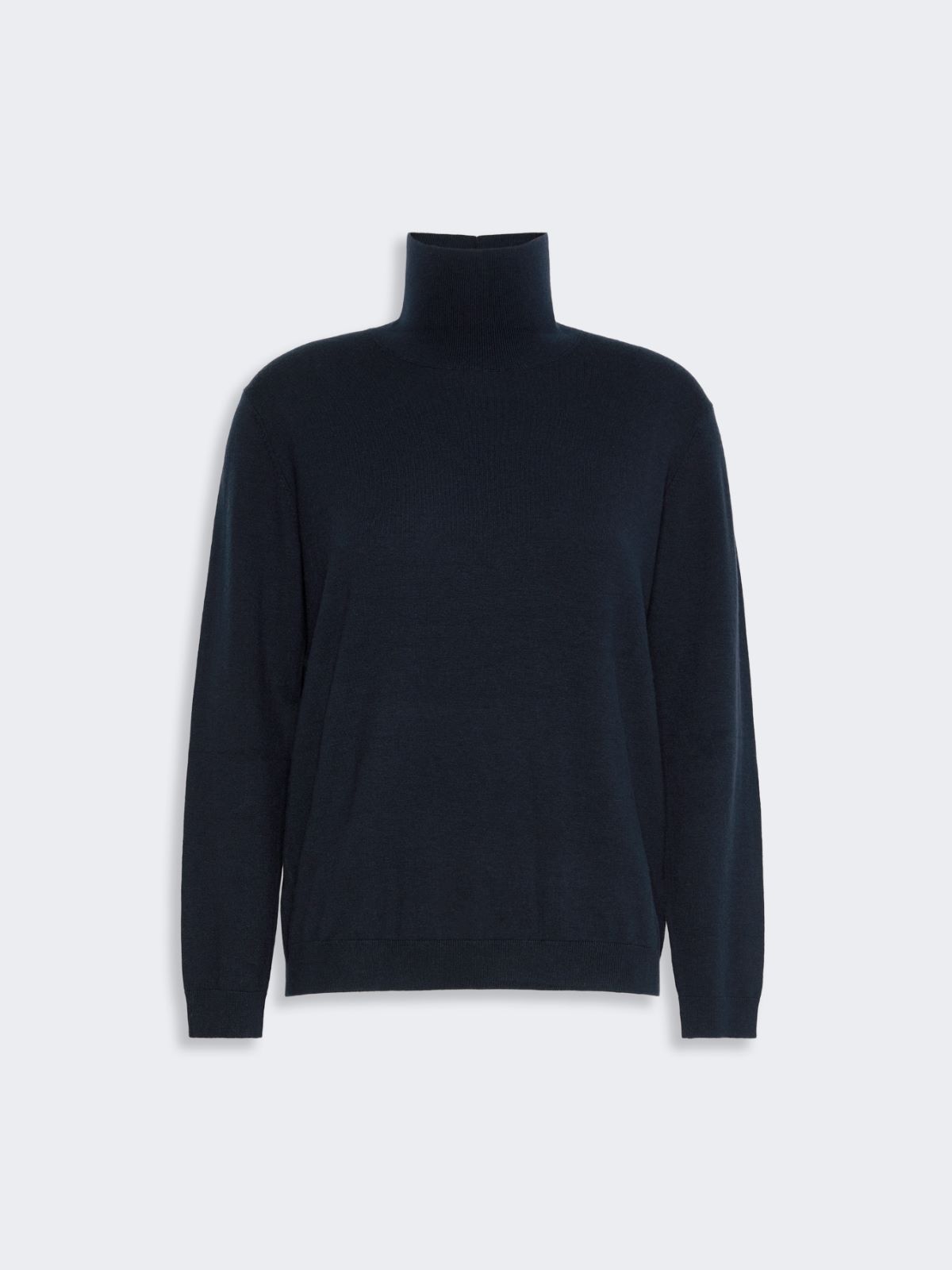 Wool and silk knit turtleneck - NAVY - Max Mara - 5