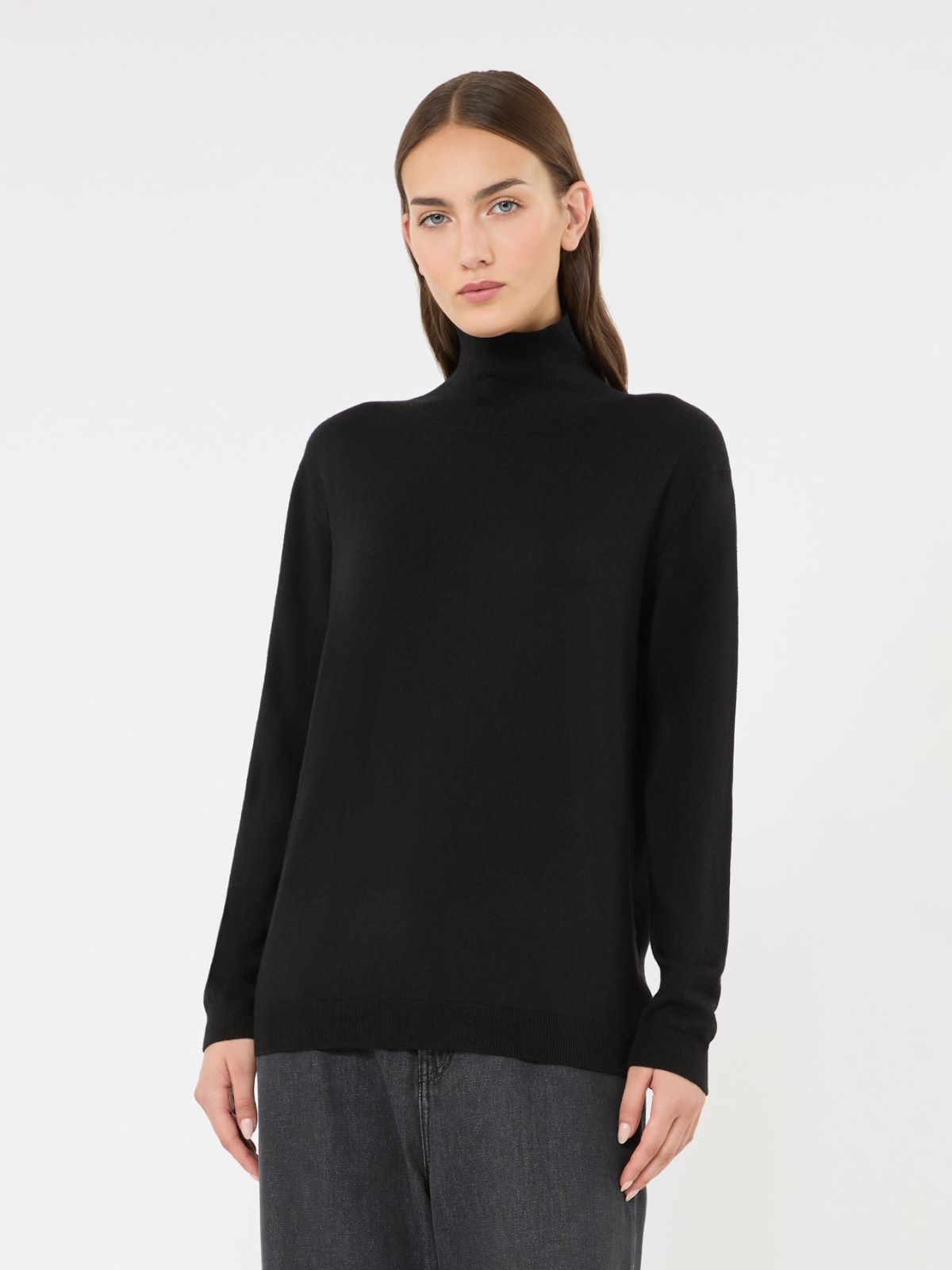 Wool and silk knit turtleneck - BLACK - Max Mara - 2