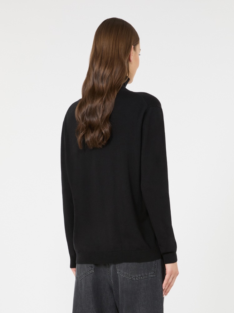 Wool and silk knit turtleneck - BLACK - Max Mara - 3