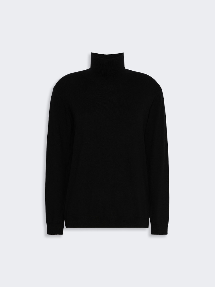 Wool and silk knit turtleneck - BLACK - Max Mara - 5