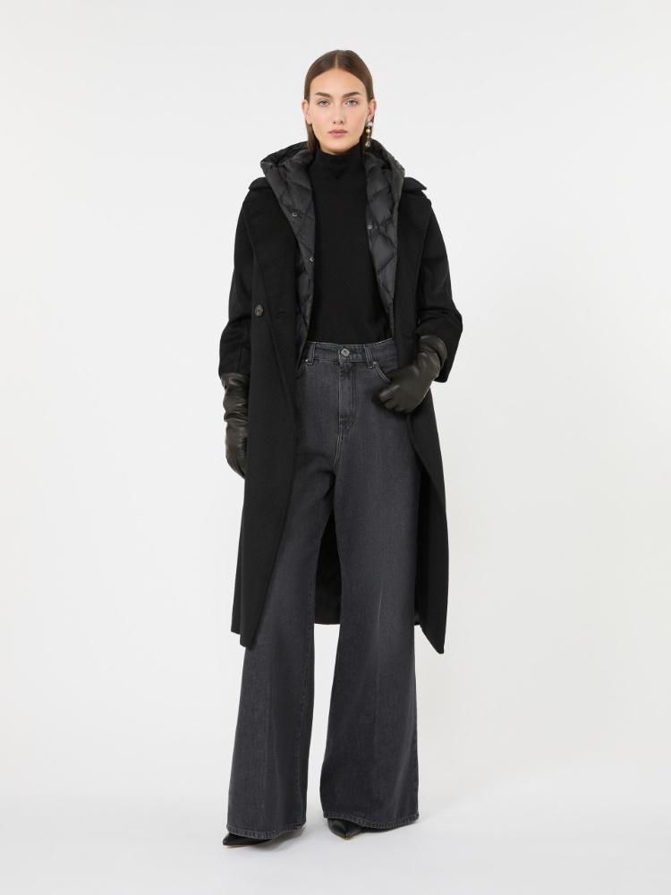 Wool and silk knit turtleneck - BLACK