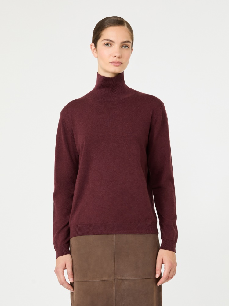 Wool and silk knit turtleneck - BORDEAUX - Max Mara - 2