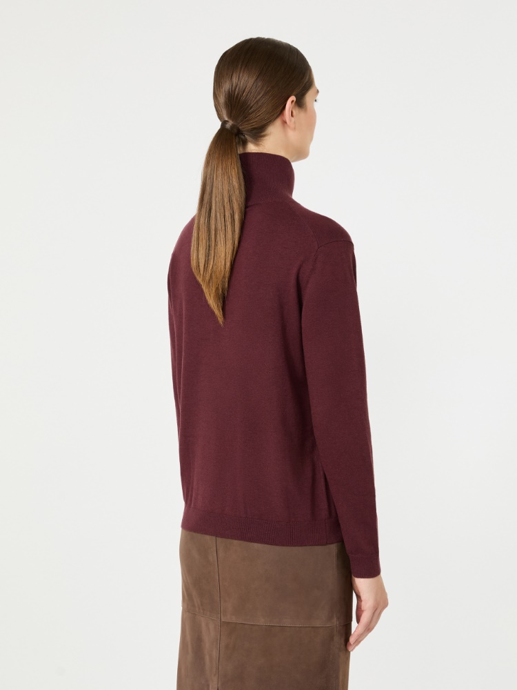 Wool and silk knit turtleneck - BORDEAUX - Max Mara - 3