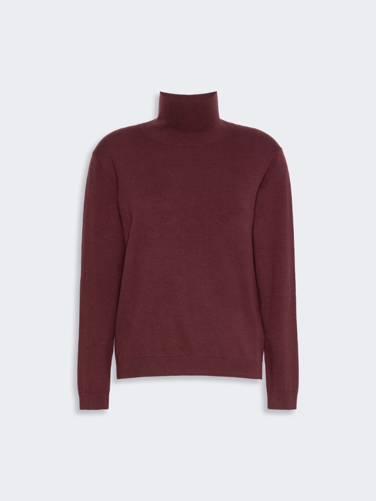 Wool and silk knit turtleneck - BORDEAUX - Max Mara - 5
