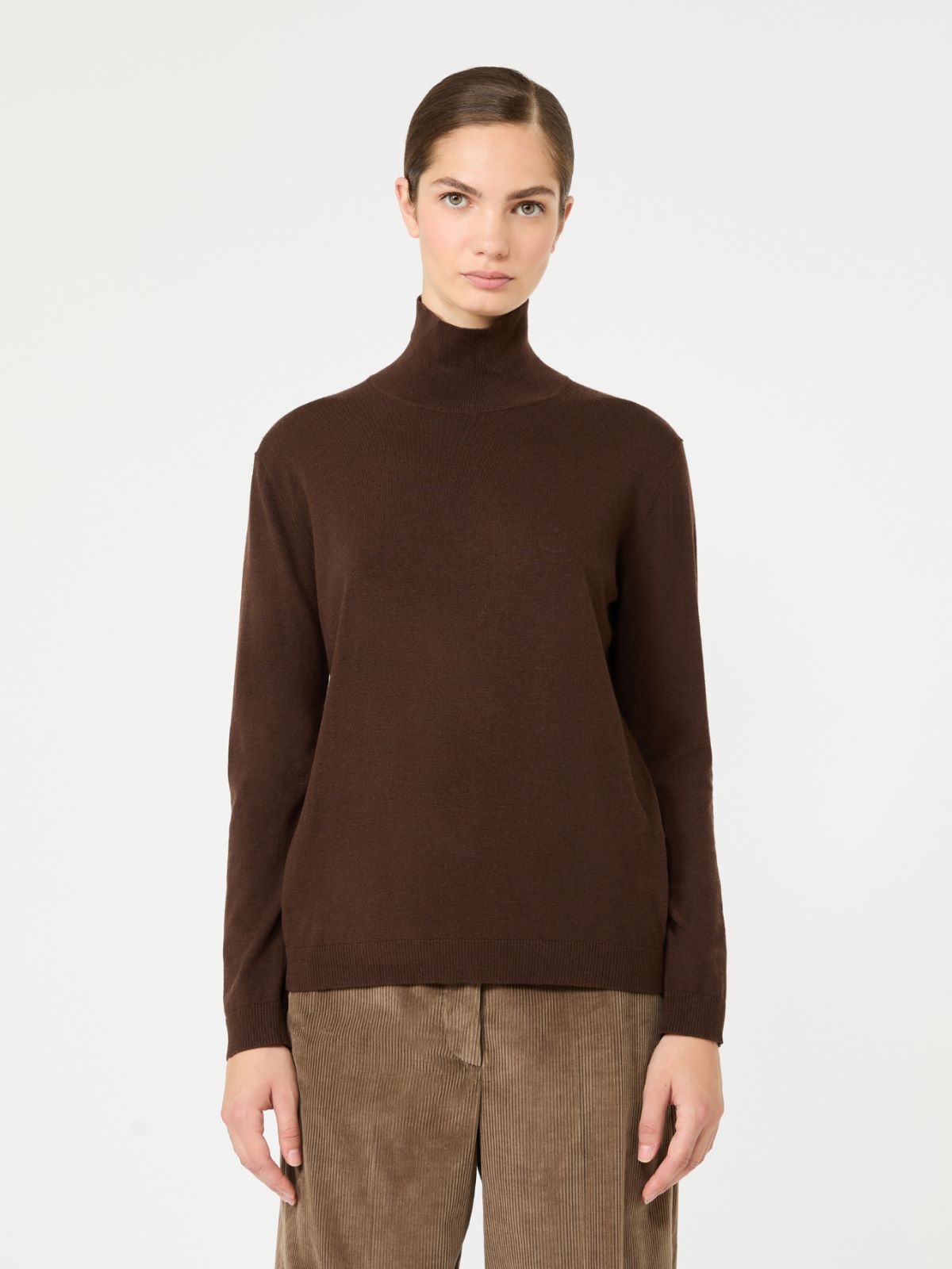 Wool and silk knit turtleneck - BROWN - Max Mara - 2