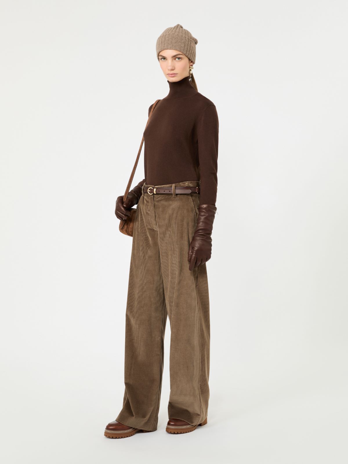 Wool and silk knit turtleneck - BROWN - Max Mara