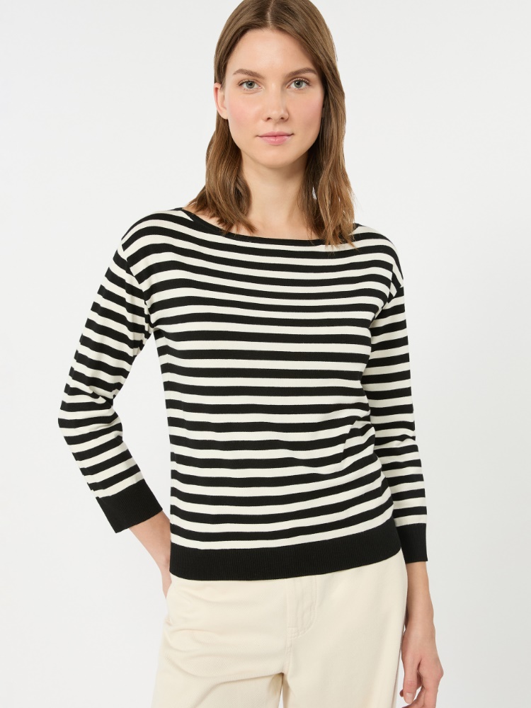 Stockinette-stitched viscose yarn sweater - BLACK - 4