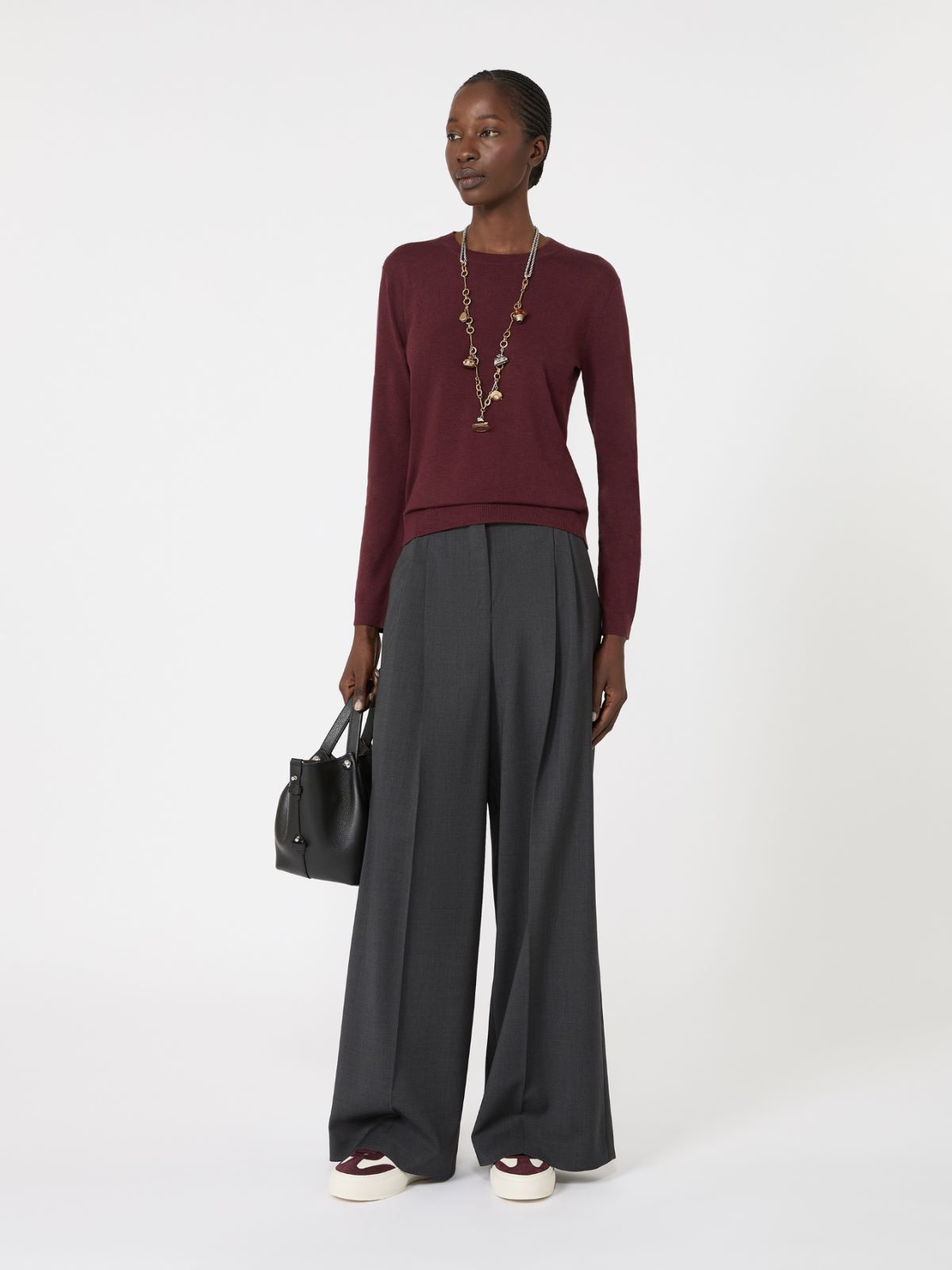 Silk and wool yarn sweater - BORDEAUX
