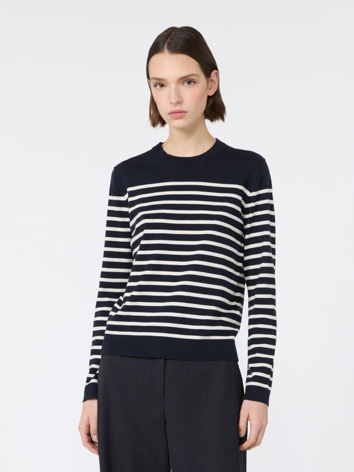[シチリア] シルク ウール ニット - NAVY - Max Mara - 2