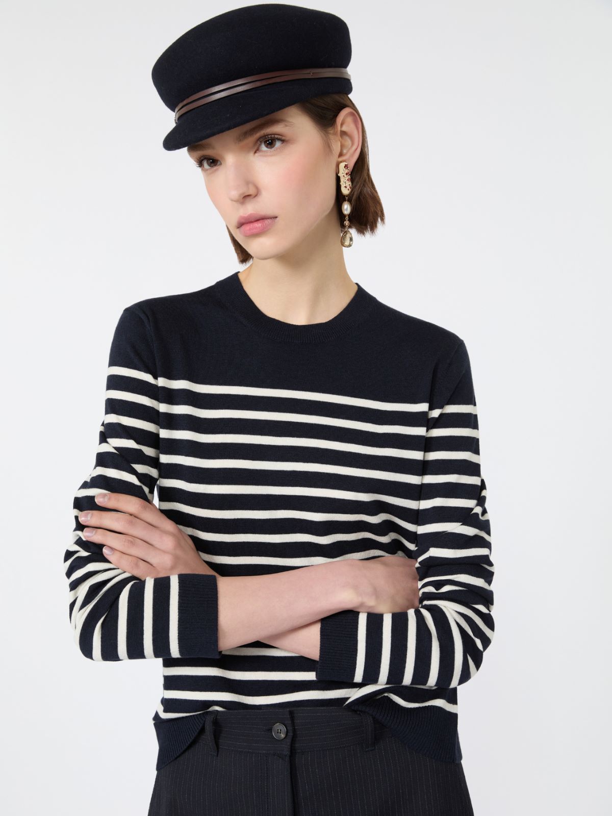 [シチリア] シルク ウール ニット - NAVY - Max Mara - 4