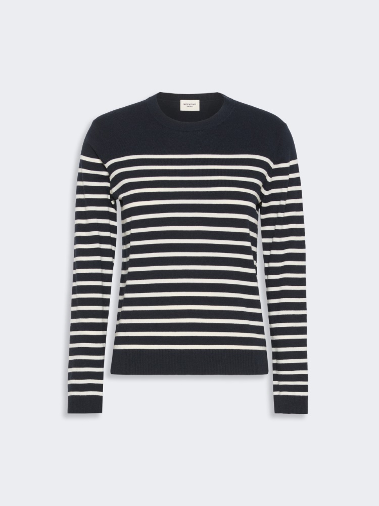 Silk and wool yarn sweater - NAVY