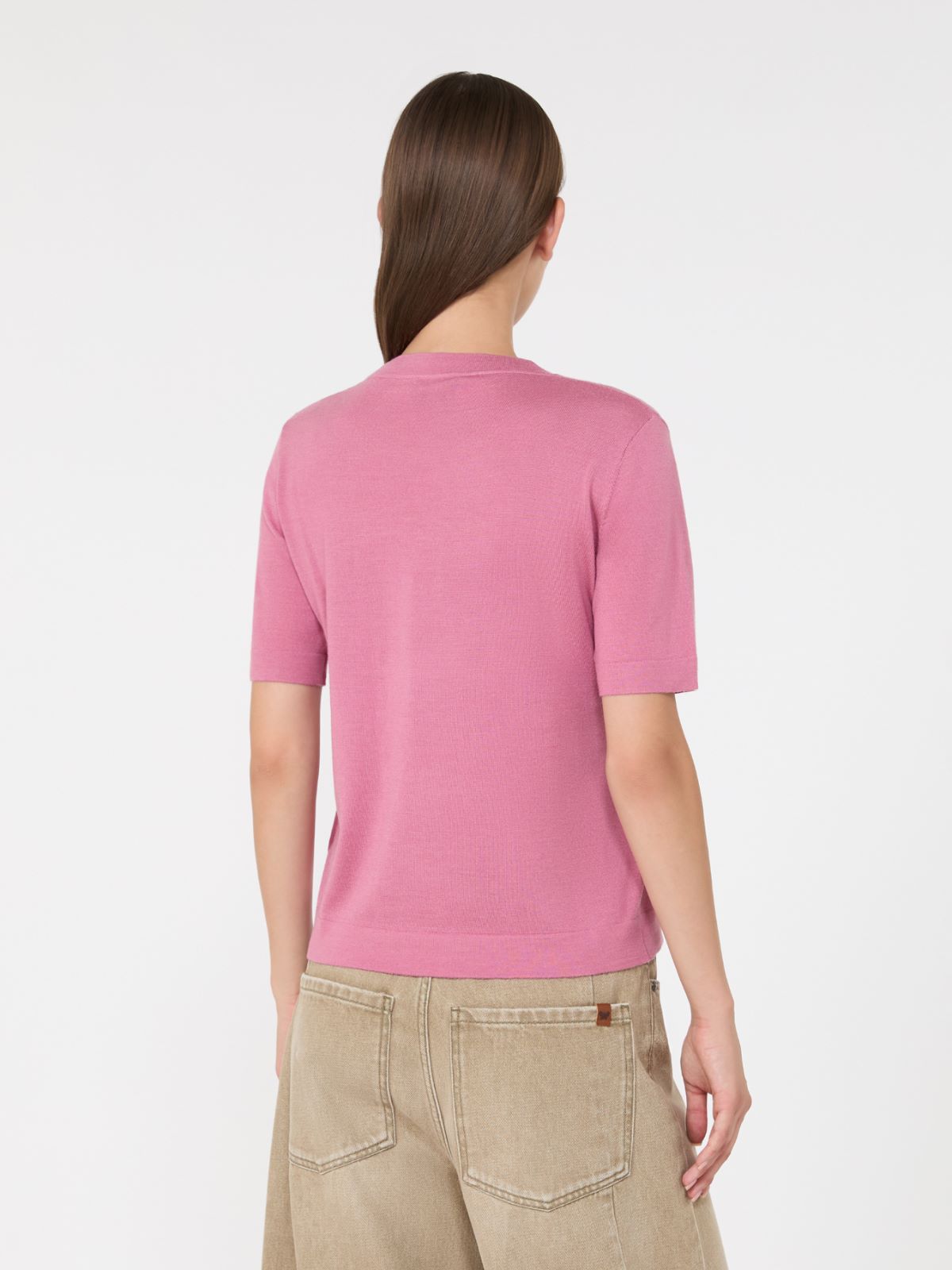 Wool, silk and cashmere sweater - RASPBERRY - Max Mara - 3