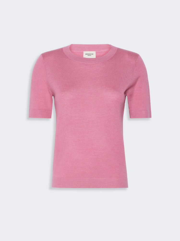 Wool, silk and cashmere sweater - RASPBERRY