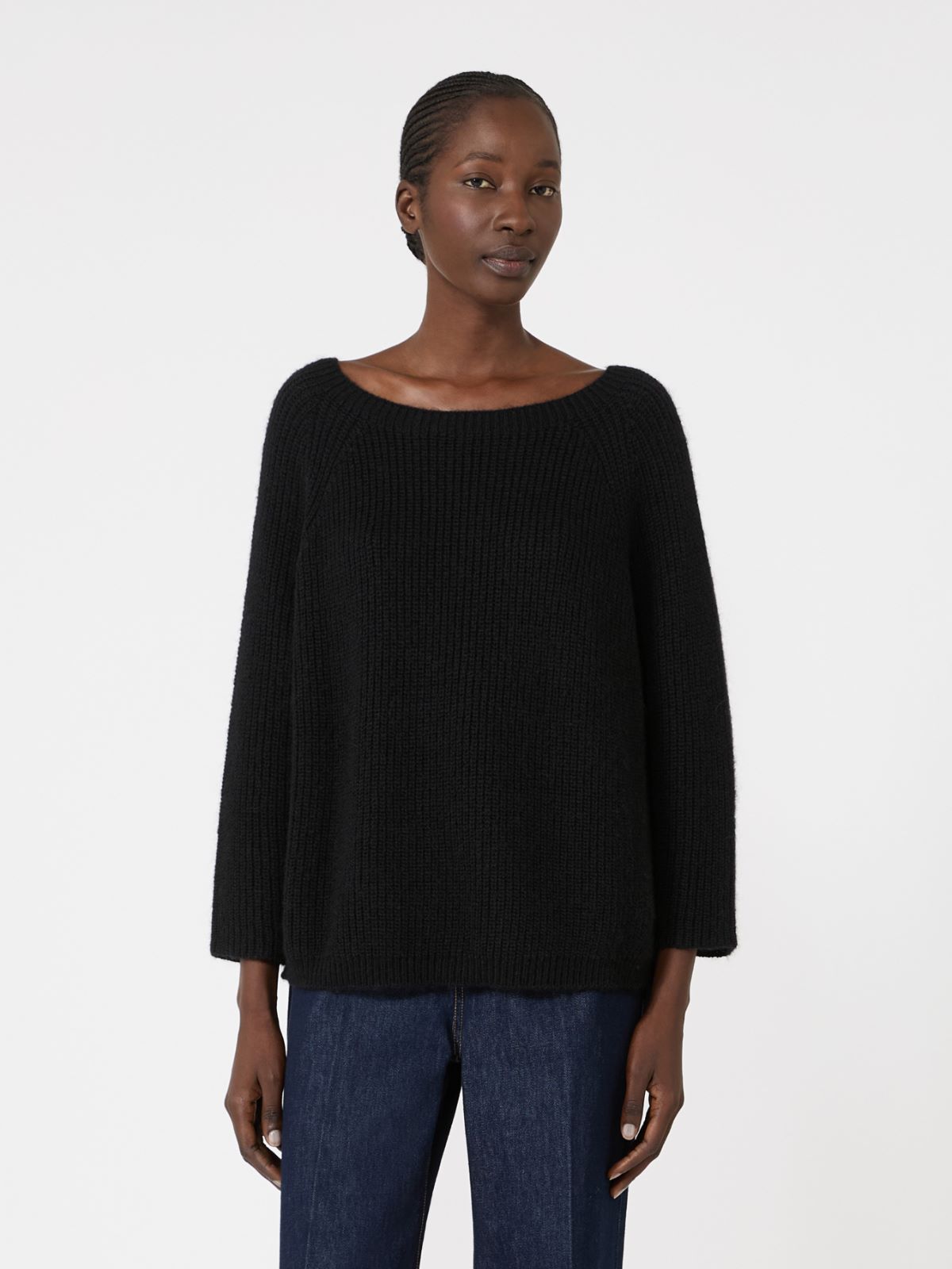 Dzianinowy sweter z domieszką moheru - CZARNY - Max Mara - 2