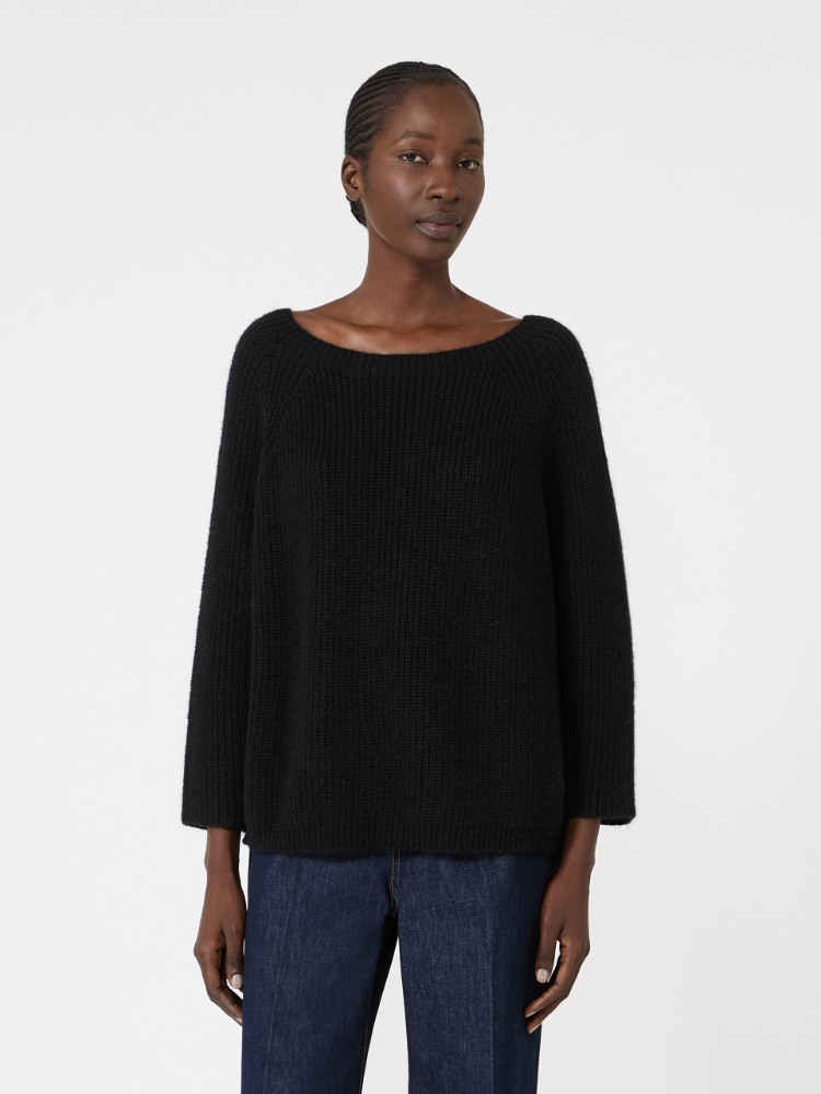 Dzianinowy sweter z domieszką moheru - CZARNY - Max Mara - 2