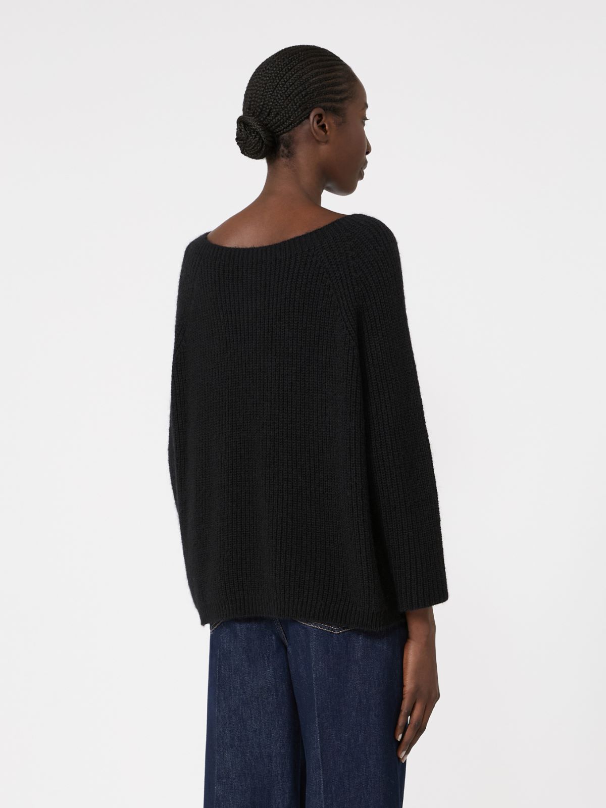 Dzianinowy sweter z domieszką moheru - CZARNY - Max Mara - 3