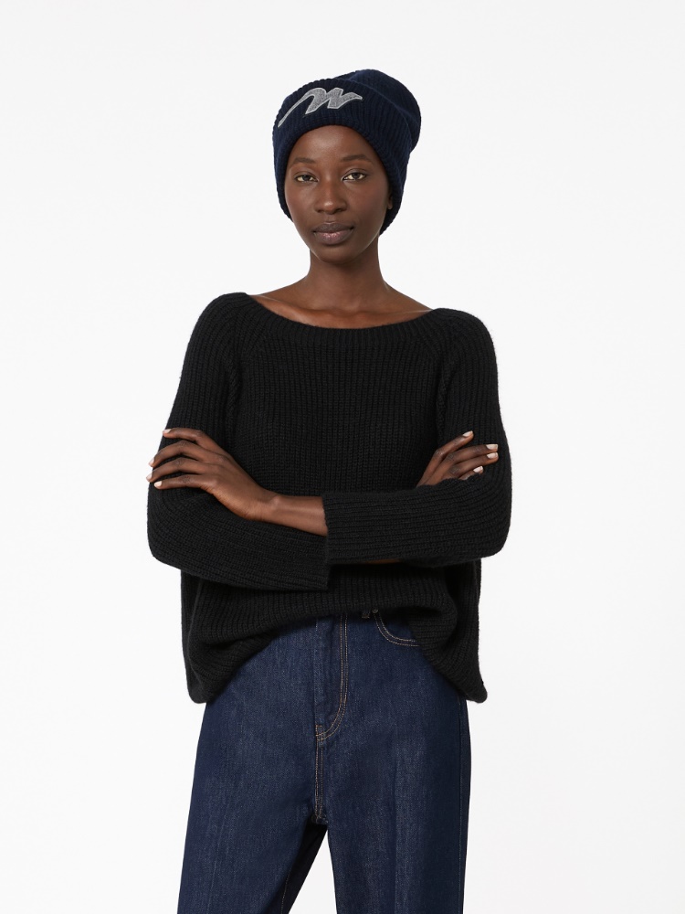 Dzianinowy sweter z domieszką moheru - CZARNY - Max Mara - 4