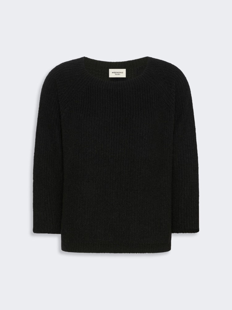 Dzianinowy sweter z domieszką moheru - CZARNY - Max Mara - 5