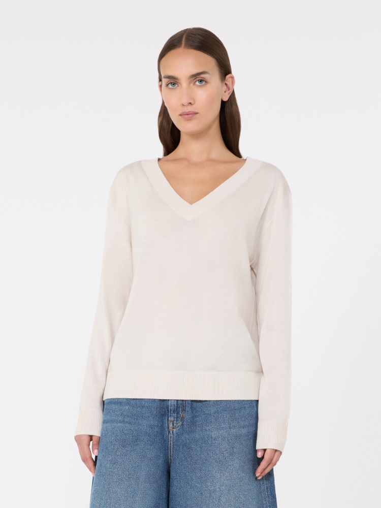 Maglia a V in lana, seta e cachemire - AVORIO - Max Mara - 2