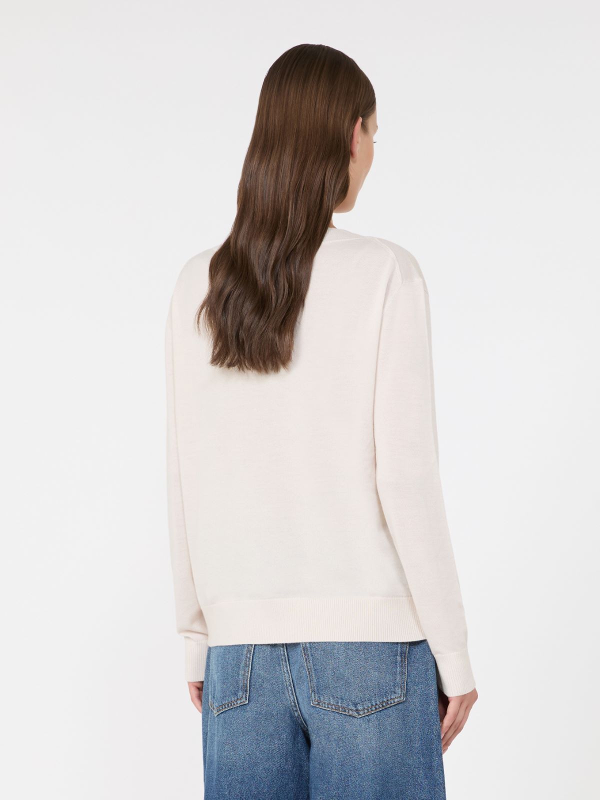 Maglia a V in lana, seta e cachemire - AVORIO - Max Mara - 3