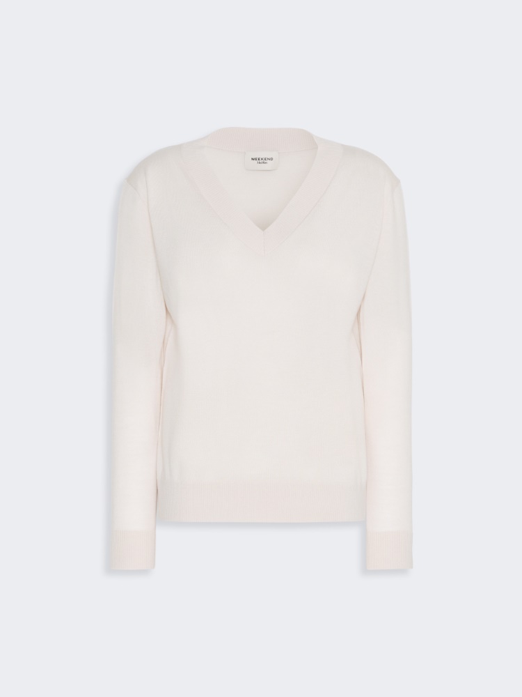 Maglia a V in lana, seta e cachemire - AVORIO - Max Mara - 5